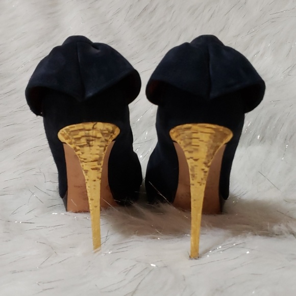 DSquared navy and gold suede stiletto heels - Picture 2 of 8